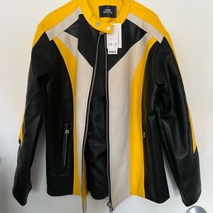 Two-tone leather jacket